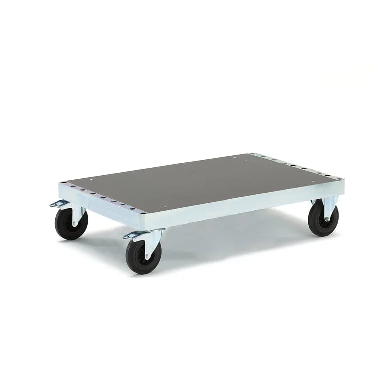 Plattformvogn, 1200x800x300 mm, elforsinket ramme med MDF-plater, med brems
