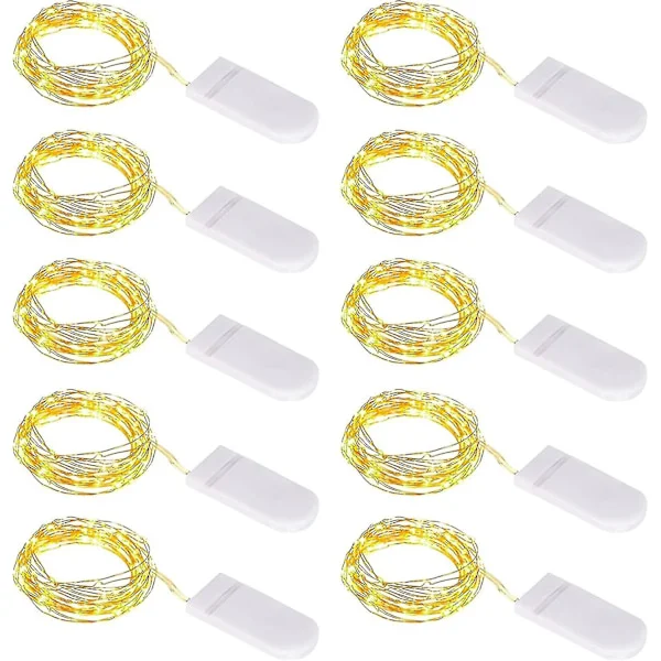 10 stk LED Lyslenke Batteri, Lyslenke Liten Med Batteri, 1m 10 Micro