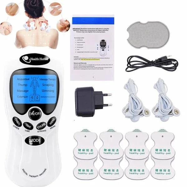 TENS-apparat, EMS, 8-i-1-stimulering, smertebehandling, elektroterapimassage DHL