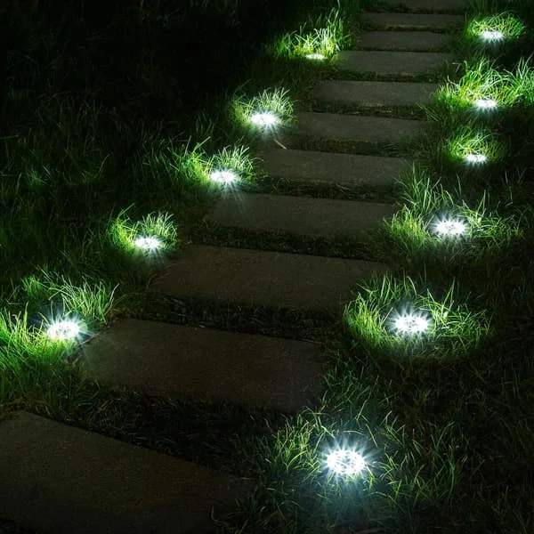 Solpex 12-pack Solar Ground Lights, 8 LED Solar Outdoor Lights Waterproof Garden Lighting for Yard Deck Lawn Patio Walkway