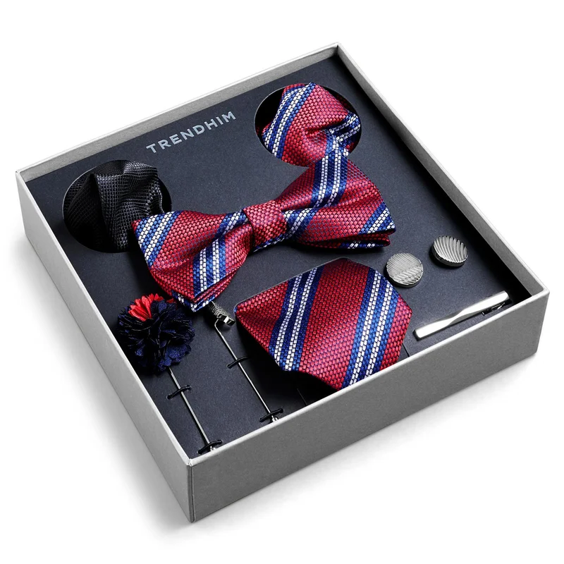 Scatola regalo con accessori da abito | Set a righe rosse e nere per uomini - Confezioni regalo