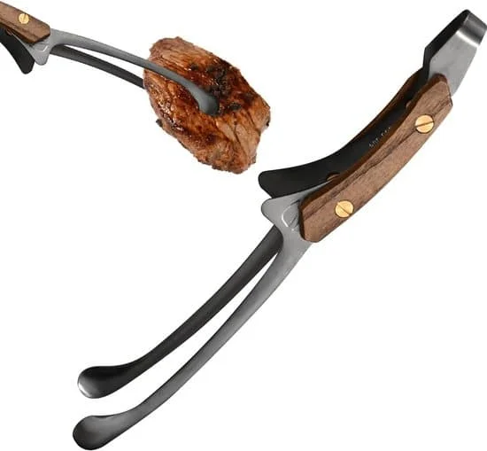 Spatelklemme - Japanske BBQ-tenger - Frittstående sølv BBQ-tenger - Sklisikre varmebestandige tenger - Grilltenger - Campingtilbehør