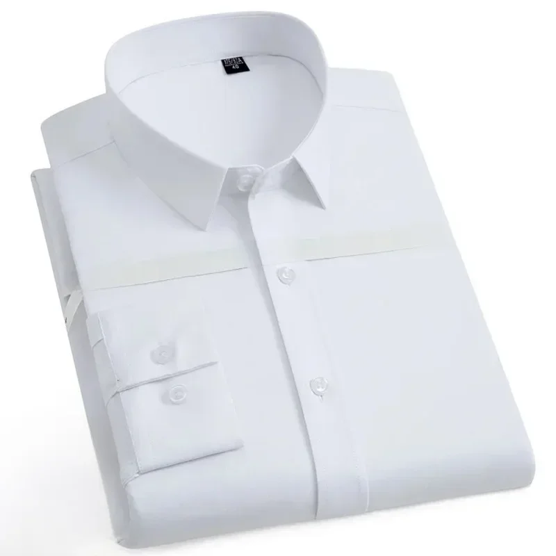 AliExpress - Hochwertiges Herren-Langarmhemd aus Bambusfaser, bequem, atmungsaktiv, Business-Sozial, formelles Oberteil, Weiß, Blau, Grau, 6XL-7XL-8XL