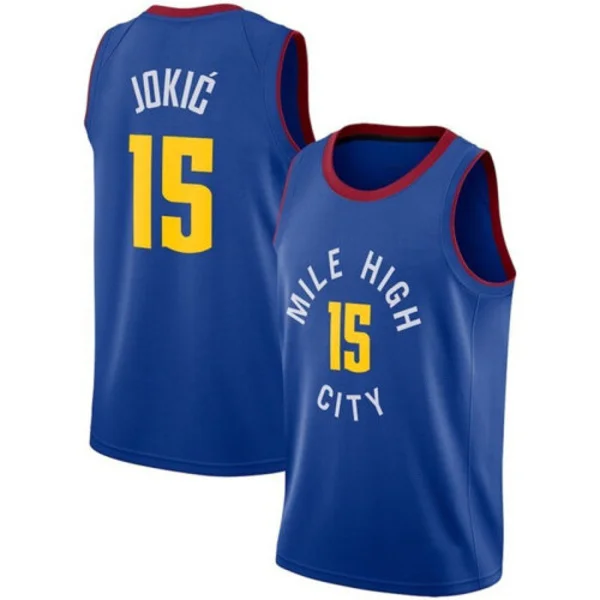 Basketballtrøye for menn og kvinner JOKIC 15# MURRAY 27# PORTER JR. 1# voksen mote topp t-skjorte sport t-skjorter blå #15 S blå #15 S