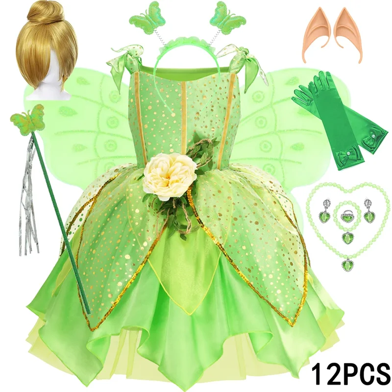 AliExpress - Robes de fée Tinkerbell pour filles, costume d'été pour enfants, vêtements de princesse fée des fleurs, tenue de fête de noël
