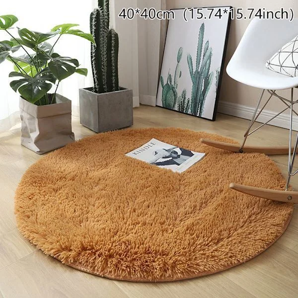 Pörröinen villamatto olohuoneen matto tekoturkis pyöreä matto lastenhuone keltainen 40*40cm