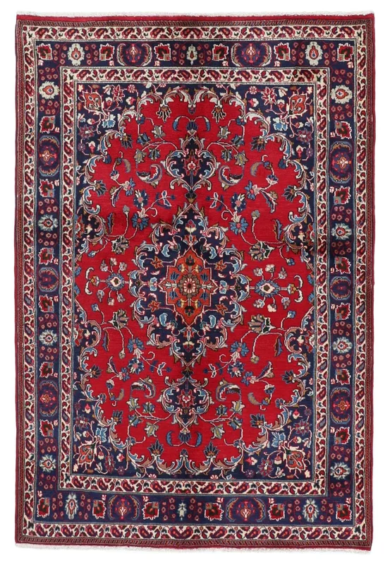 Tapis Mashad 145X212 Rouge Foncé/Noir (Laine, )