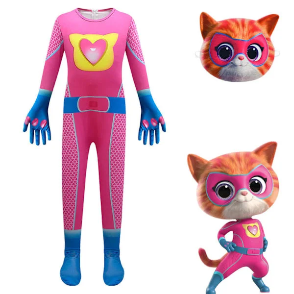 Barn Nya SuperKittens Katt Cosplay Pojkar Flickor Maskeradfestdräkt Ny *0* Rosaröd Jumpsuit+Mask Rosaröd Jumpsuit+Mask 110/4-5År