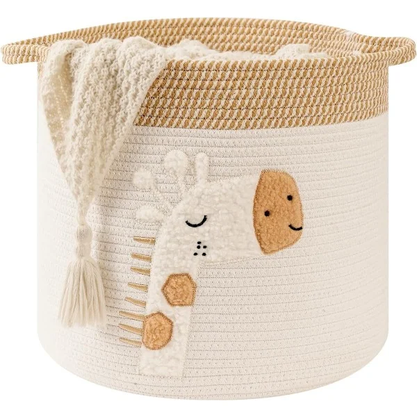 Bleie Caddy Organizer Kurv, Flettet Tau Oppbevaringsboks For Barnehage Stellebord, Leke- Og Babyutstyr Oppbevaring, Khaki 30x30cm