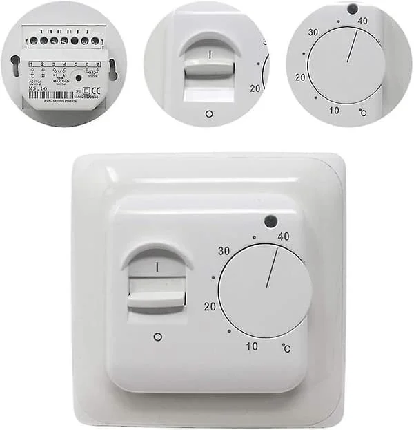 Manuell elektrisk golvvärme termostat med AC 220v 16a givare, mekanisk golvvärme termostatkontroll [energiklass A+++] (x)
