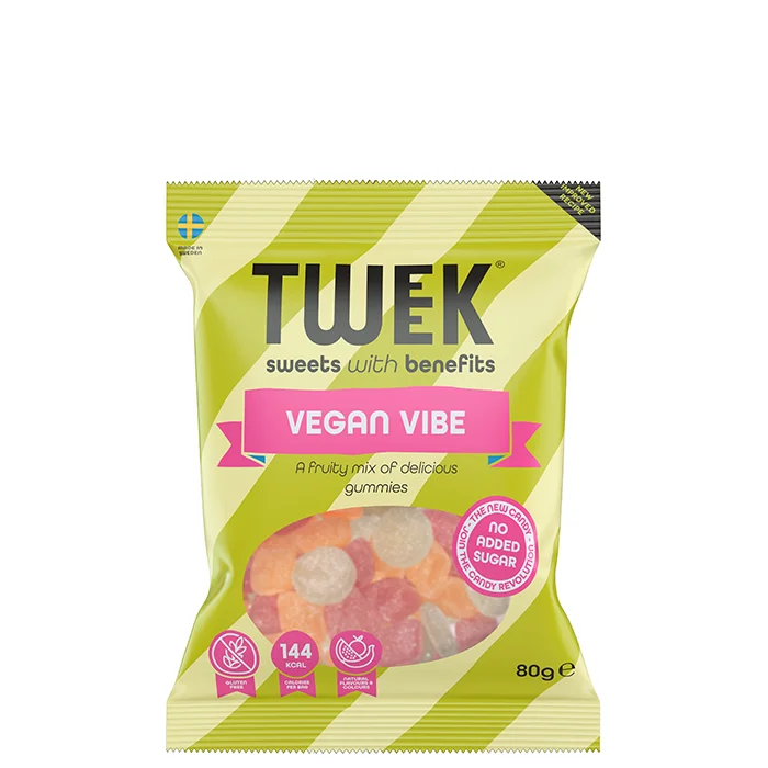 Slik & Snacks Tweek Kaloriefattig Slik 80 g, Vegan Vibe - Bodyman.dk