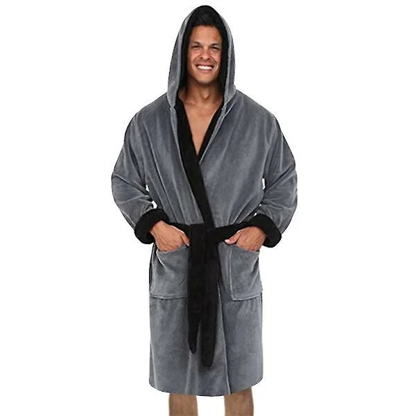 Herre Hette Fleece Morgenkåpe