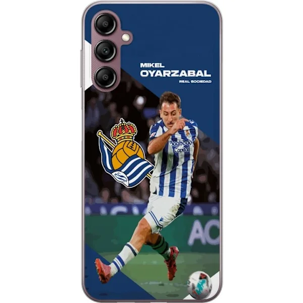 Kompatibelt Mobilskal till Samsung Galaxy A14 5G Mikel Oyarzabal i blåvit matchtröja med fotboll och sportig klubbinspirerad design.