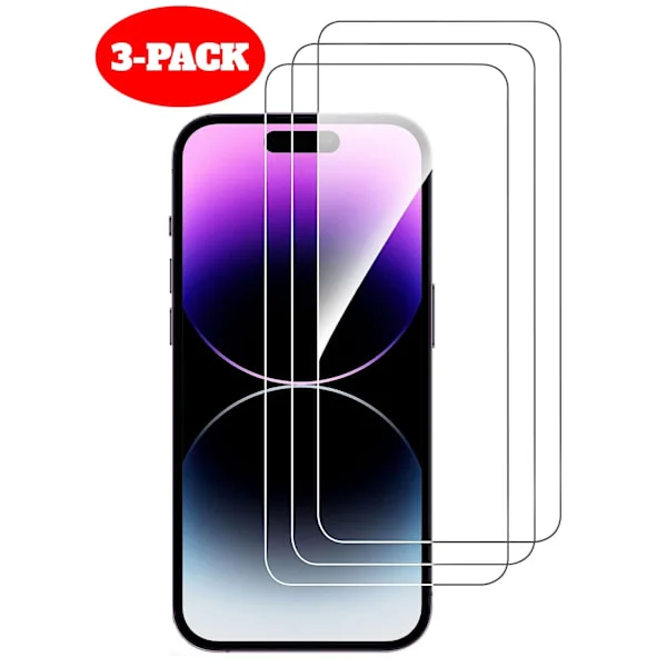 3-Pack - iPhone 15 Pro Härdat Glas Skärmskydd