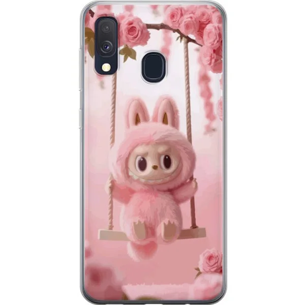 Kompatibelt Mobilskal till Samsung Galaxy A40 Monsterfigur söt kanin med rosa kinder