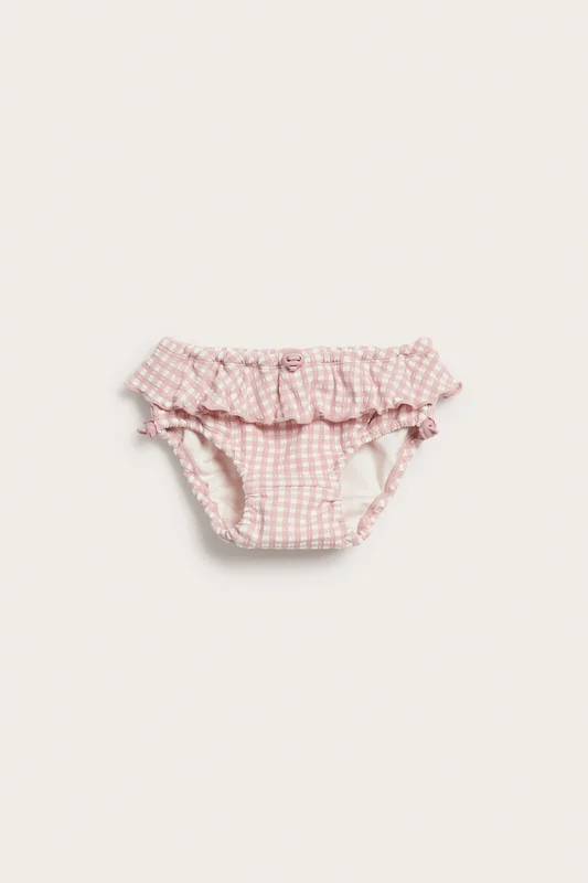Newbie | Rutiga badbyxor med stoppers Rosa 62/68 | Baby