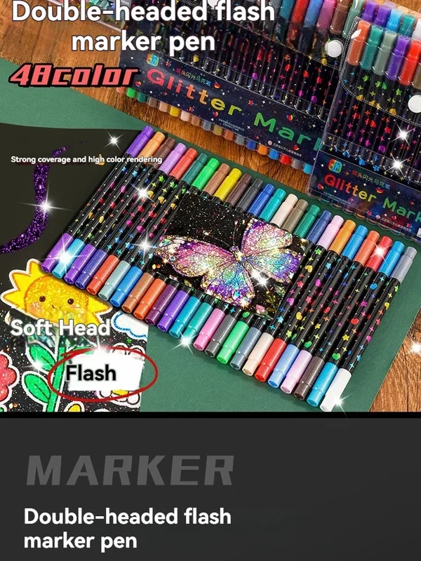 AliExpress - 24/48/72/96 Farben Dual Brush Tip Glitter Art Marker Metallic Paint Marker Stifte DIY Handwerk Geburtstagskarten, Herstellung von Poster,