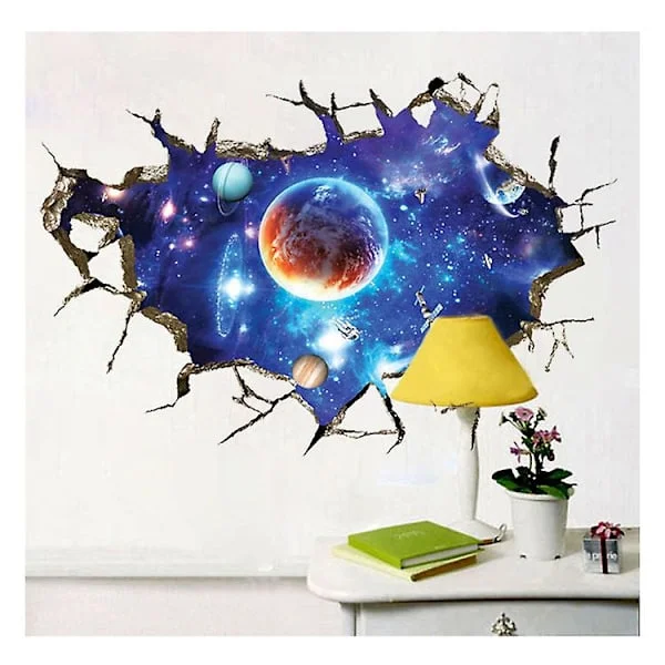 60*90cm Knust Blå Ytre Rom Universet Galakse Planet Fjernet Vegg Klistremerker Klistremerker, Barn Baby Soverom Barnerom DIY Dekorative Klebende 