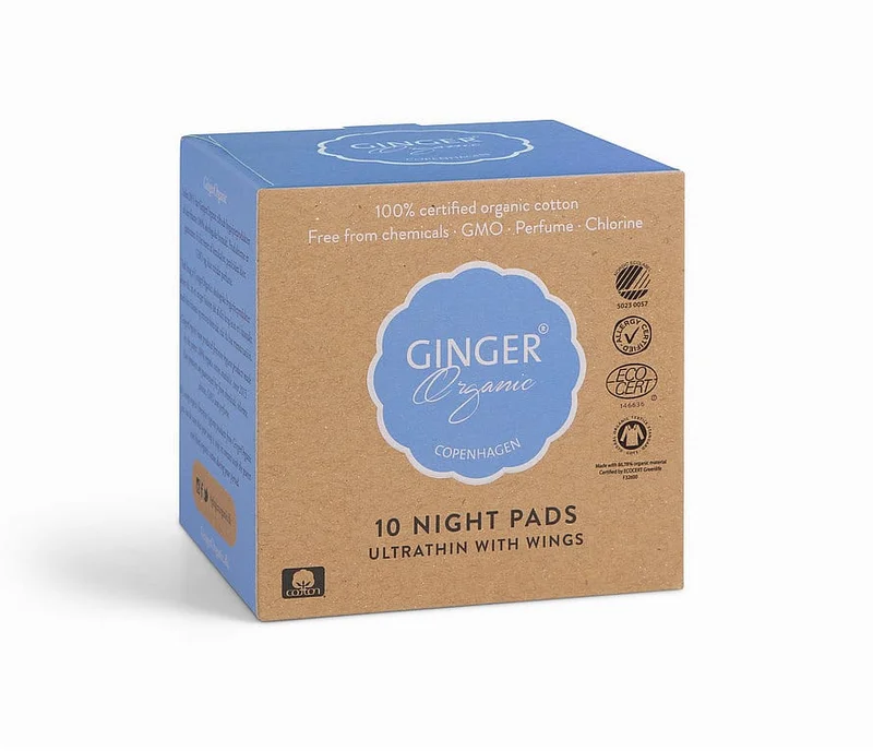 Ginger Organic Bind - Nat 10 stk, Medicin & Pleje, Bind & Indlæg, Bind