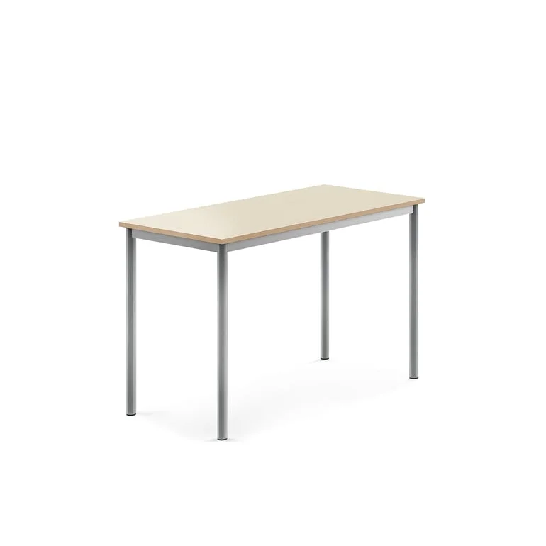 BORÅS Bord, 1200x600x760mm, Bjørk Laminat, Sølv Stativ - Skolebord - AJ Produkter