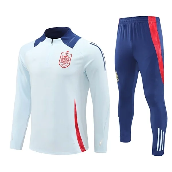 2425 Ny fotballtreningsdress halv glidelås høst- og vinterdress voksen barn Spania/lys blå Spania/lys blå qd Spania/lys blå - Perfet