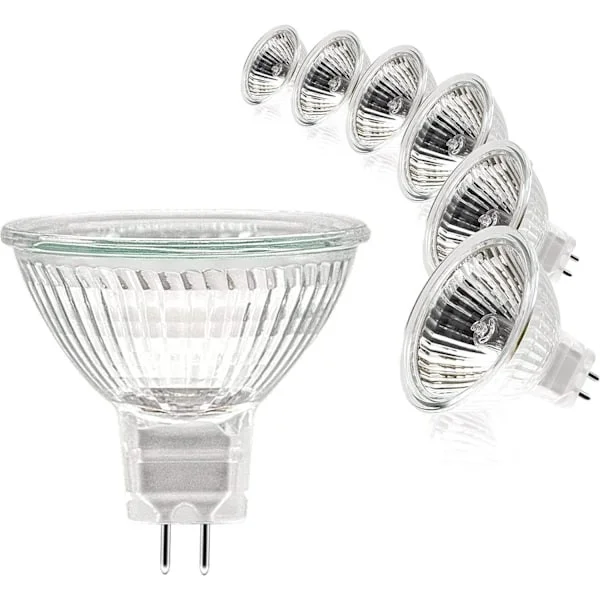 MR16 Spot Light Glödlampa, 12V 20W Glödlampa, Gu5.3 Glödlampa Dimbar MR16 Glödlampa, 2-Pin Halogenlampor Varmvit 2700K, 6-pack