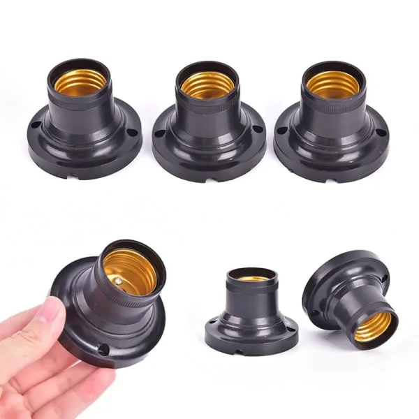 10 stk E27 Lampeholder Sokkel LED Lampe Lampeadapter Feste Svart
