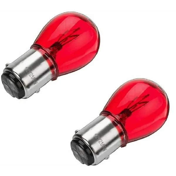 2x lyspære 12V 21/5W BAY15D rød baklys brems bil traktor