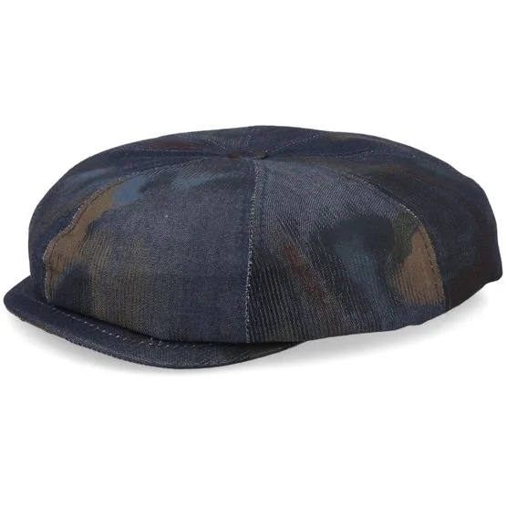 MJM Hats - Blå flatcap Caps - Blue Line Bagi Cotton Blue Paint Flat Cap @ Hatstore