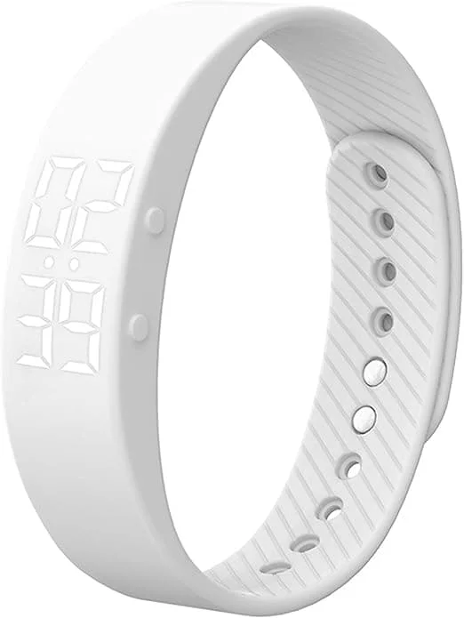 Fitness Tracker Klocka Utan Smartphone Ingen Bluetooth Ingen APP USB Laddning Stegräknare Sport Digital Vit Armbandsur, Vit