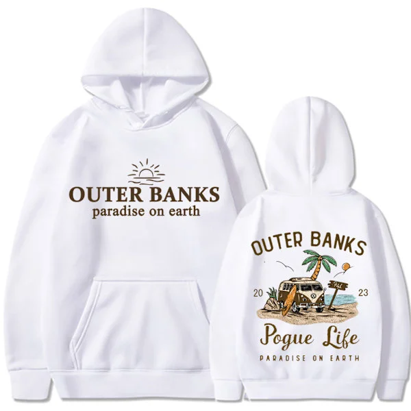 【BQ】Outer Banks Pogue Life Graafinen Huppari Rajat ylittävä Euro Koko Syksy/Talvi Huppari Valkoinen 313 Valkoinen 313