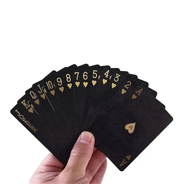 Sorte Spillekort Eksklusivt Design Vandtæt Kort Guldfolie Fancy Plastik Pokerspil Restaurant Velegnet Til Familiefestspil