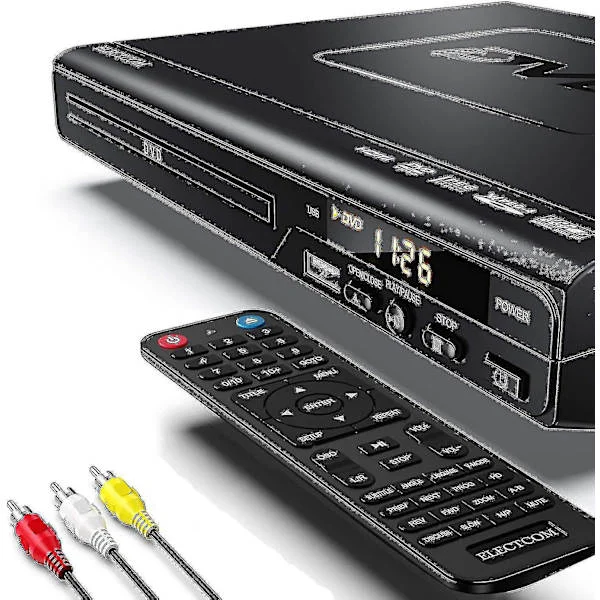 DVD-spiller for TV, Blu-ray DVD-spiller med fjernkontroll, HDMI-kabel (inkluderer rengjøringsklut) Wigslar
