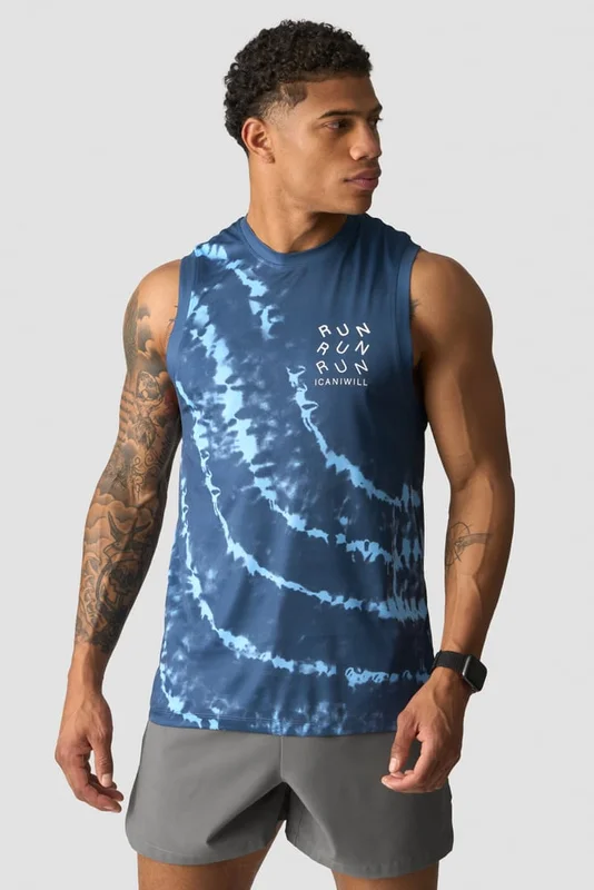ICANIWILL - Mirage Mesh Tank Top Tie Dye Blue Navy - Herre - ICIW