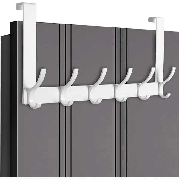 Door Hook Hanger with 6 Hooks, Wall Mounted Coat Rack in Space Aluminum