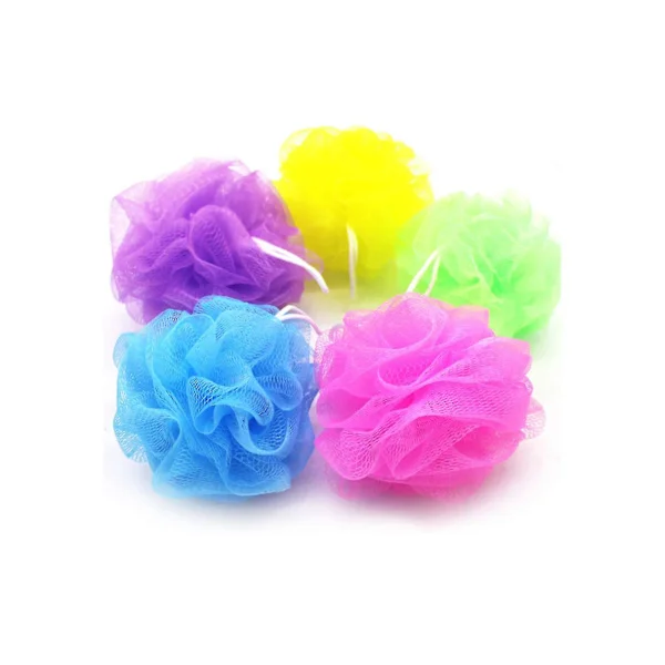 5 st Mesh Pouf Badsvamp, Badsvamp Dusch Loofah Bollar, Mesh Loofah Kroppsskrubb Duschboll Slumpmässig Färg