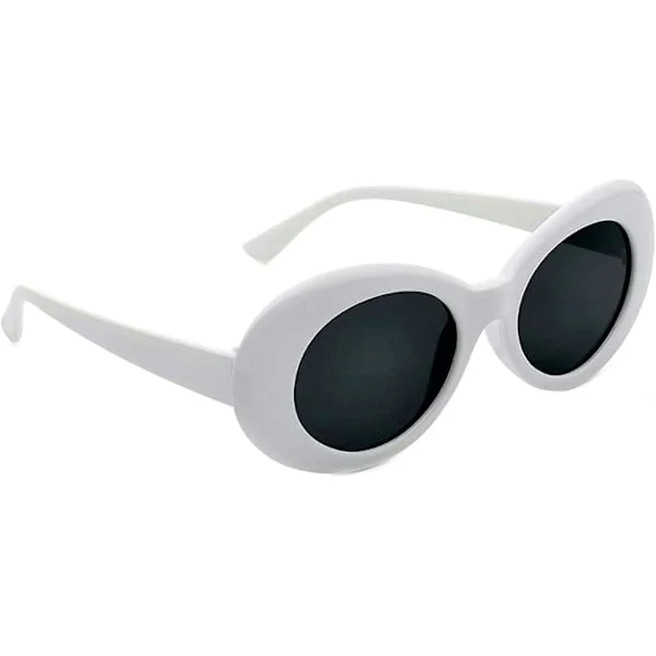 Oval Round Retro Oval Sunglasses Tinted or Smoke Lenses Clout Goggles White