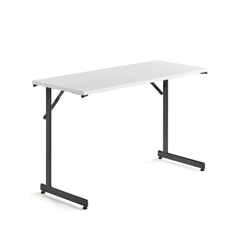 Bord, fällbart, 1200x500 mm, vit laminat, svart
