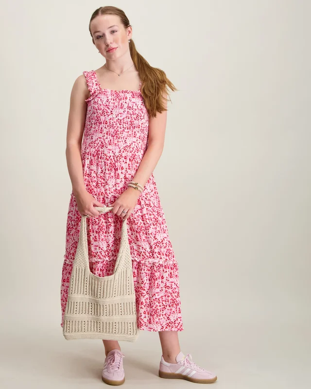 VERO MODA VMMENNY SL SMOCK CALF DRESS WVN Wit Jurken Meisjes - Kids Brand Store