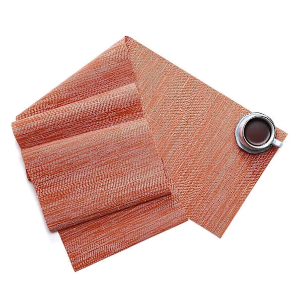 Vevde vinyl bordløpere PVC vevde bordløpere Tørk av varmebestandig løper for bord innendørs utendørs, oransje 135*30cm