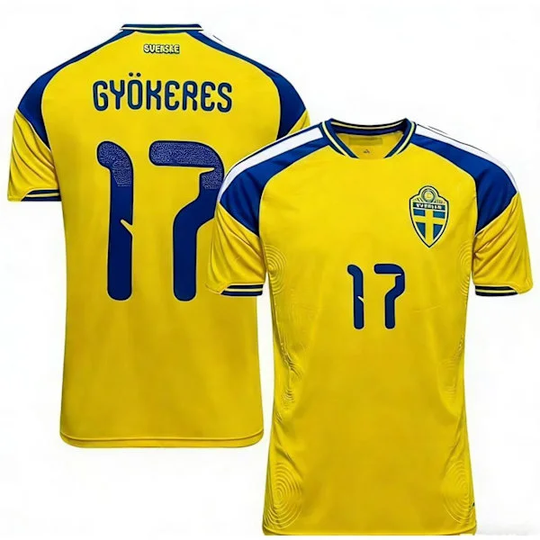 Sverige Herrelandshold 2026 Trøje Kun, Fodboldtrøje, Åndbar Polyester Kamp Trøje, Sports Fan Tøj XXXX NR.17 Gyökeres