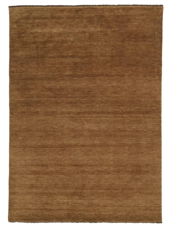 Wool Rug Plain (Single Colored) Handloom Fringes Brown Small