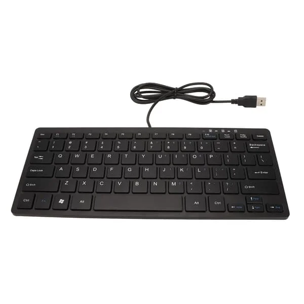 USB-trådbundet tangentbord 78 tangenter Ultratunt Mini Bärbar Halksäker Tyst Tangentbord för Bärbara datorer Stationära datorer Svart