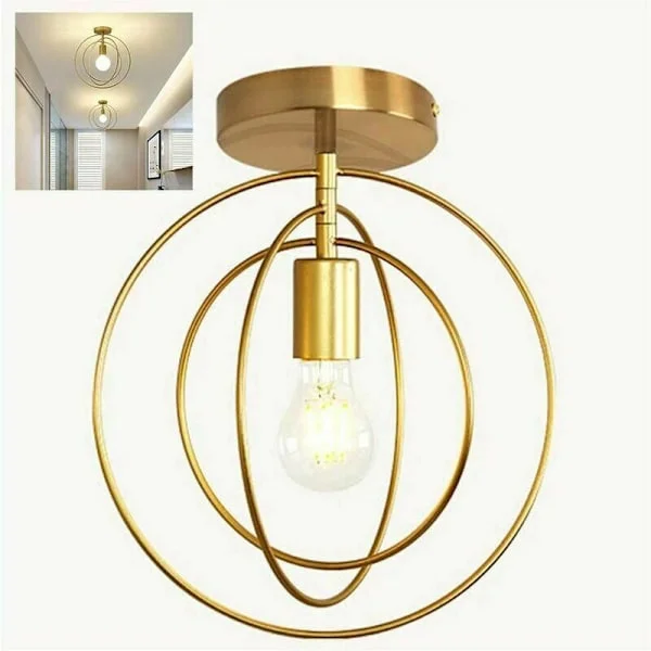 E27 Vintage Taklampa Industriell Taklampa Burformad Rund Metall Taklampor Pendellampa, för Vardagsrum Matsal Sovrum Matsal Roo