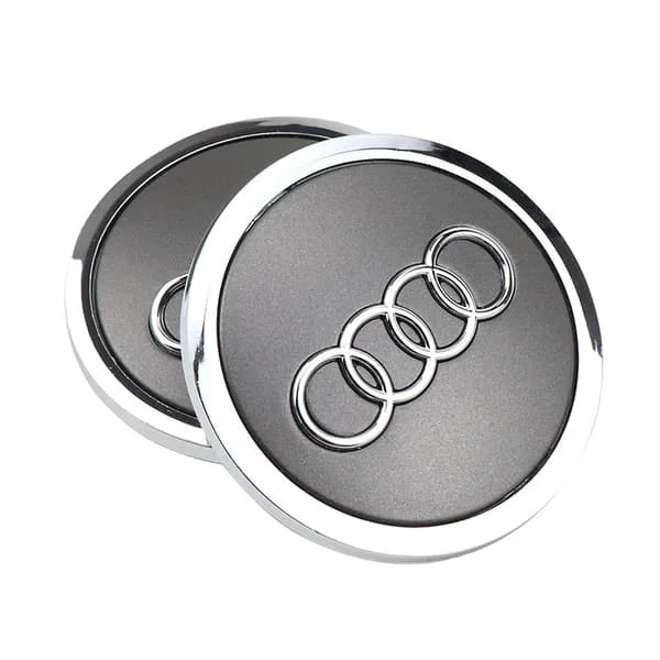 Grå matt 69mm Audi original hjulnavkapsel, set om 1, för alum