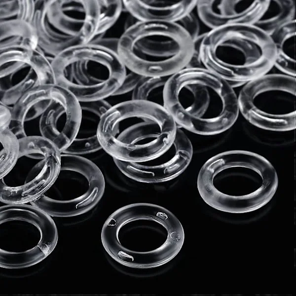 100 Stycken Genomskinliga Romerska Gardiner Ringar, 14mm Ytterdiameter, 7.5mm Innerdiameter, Genomskinliga Plastringar (FMY)