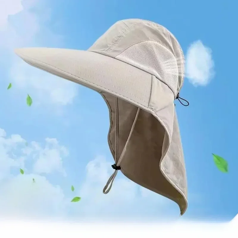 AliExpress - Zonnehoed met brede rand en nekflap voor heren dames Verstelbare buiten 50+UPF-bescherming Safari-pet Wandelvishoed