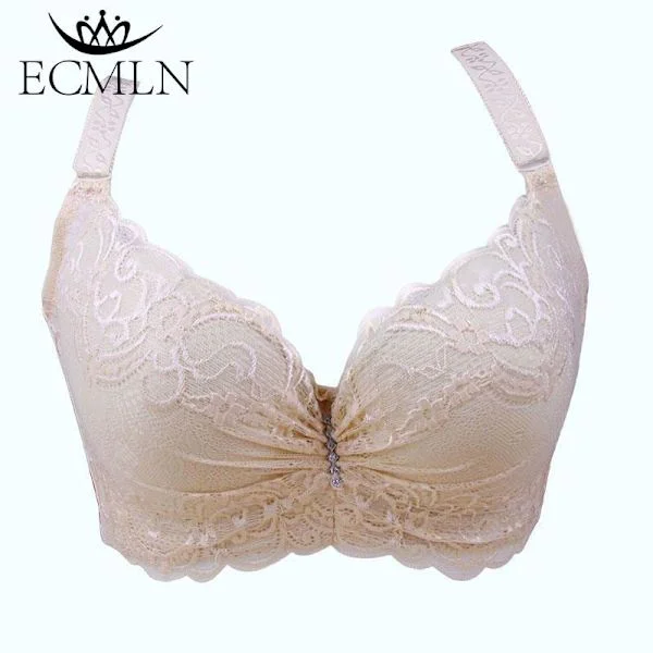 80-105 C/D Women's Bra Plus Size Super Push Up Bralette Lace Lingerie Sexy Underwear Underwire Beige Beige 90C