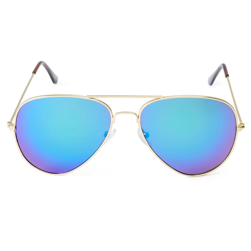 Occhiali da sole Aviator dorati con lenti iridescenti per uomini - Occhiali da sole Aviator