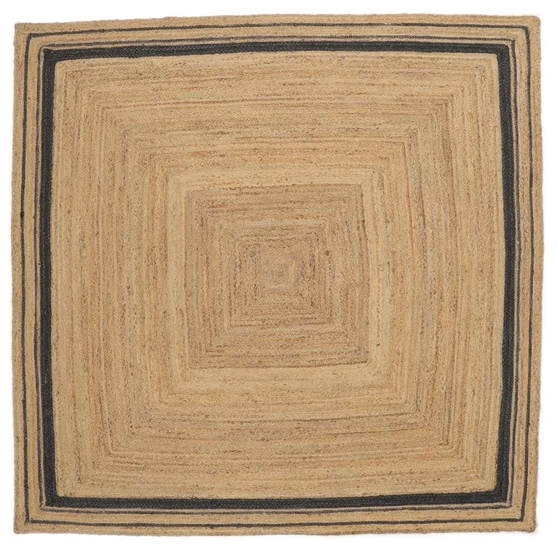 Ditte Jute 200X200 Nero Monocromatico Quadrato Tappeto